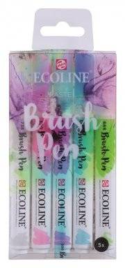 Ecoline brushpen set 5st pastel | Talens