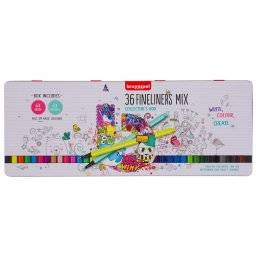bruynzeel  metalen blik 36 fineliners mix