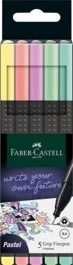 Grip finepen 5 pastel kleuren | Faber castell