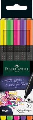 Grip finepen 5 neon kleuren | Faber castell