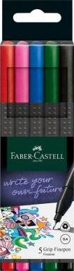 Grip finepen 5 basic kleuren | Faber castell