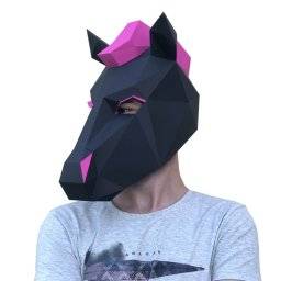 Papercraft 3D masker paard | Wizardi