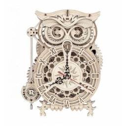 Bouwdoos wooden owl clock | Robotime