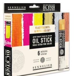 Oilstick set 6x38ml fluo & metal | Sennelier