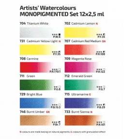 Aquarelset 12 nap monopigment | Rosa studio