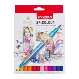 24 fineliner/brush pens 25024 | Bruynzeel 