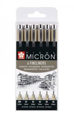 Micron fineliner set 6 delig | Sakura