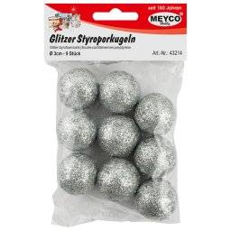 Decoratiebollen glitterzilver | Meyco