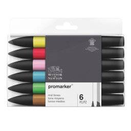 Promarkerset 6st mid tones | Winsor & newton