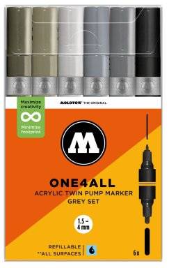 Twinmarkerset 6dlg grey set | Molotow 