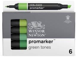 Promarkerset 6 st green tones | Winsor & newton