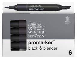 Promarkerset 6st black & blender | Winsor & newton