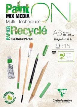 Paint-on papier blok A6 recycle | Clairefontaine