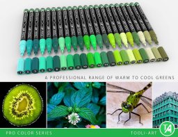 tooli-art acrylstiften set 22 green tones