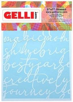gelli arts stencil 5x7 script 1315