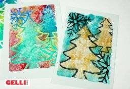 gelli arts  stencil 5x7 holiday trees 1407
