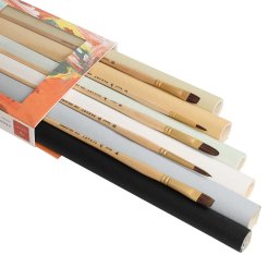 pan art gekleurd doek met penselen