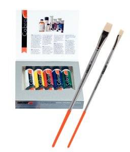 talens cobra set 5x40ml + penselenset