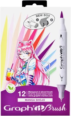 graph'it brushmarker set 12 manga shojo