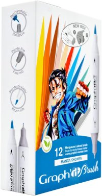 graph it brushmarker set 12 manga shonen