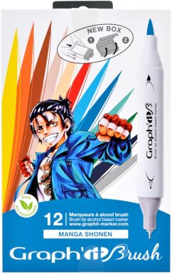 graph it brushmarker set 12 manga shonen