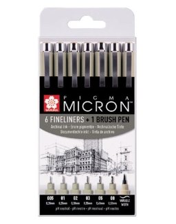 sakura micron set 7 fineliners POXSKD7