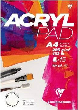 clairefontaine acrylpad blok 285gr formaat A4