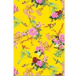 Papier geel bloemen vogel fda750 | Decopatch