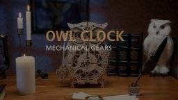 Bouwdoos wooden owl clock | Robotime